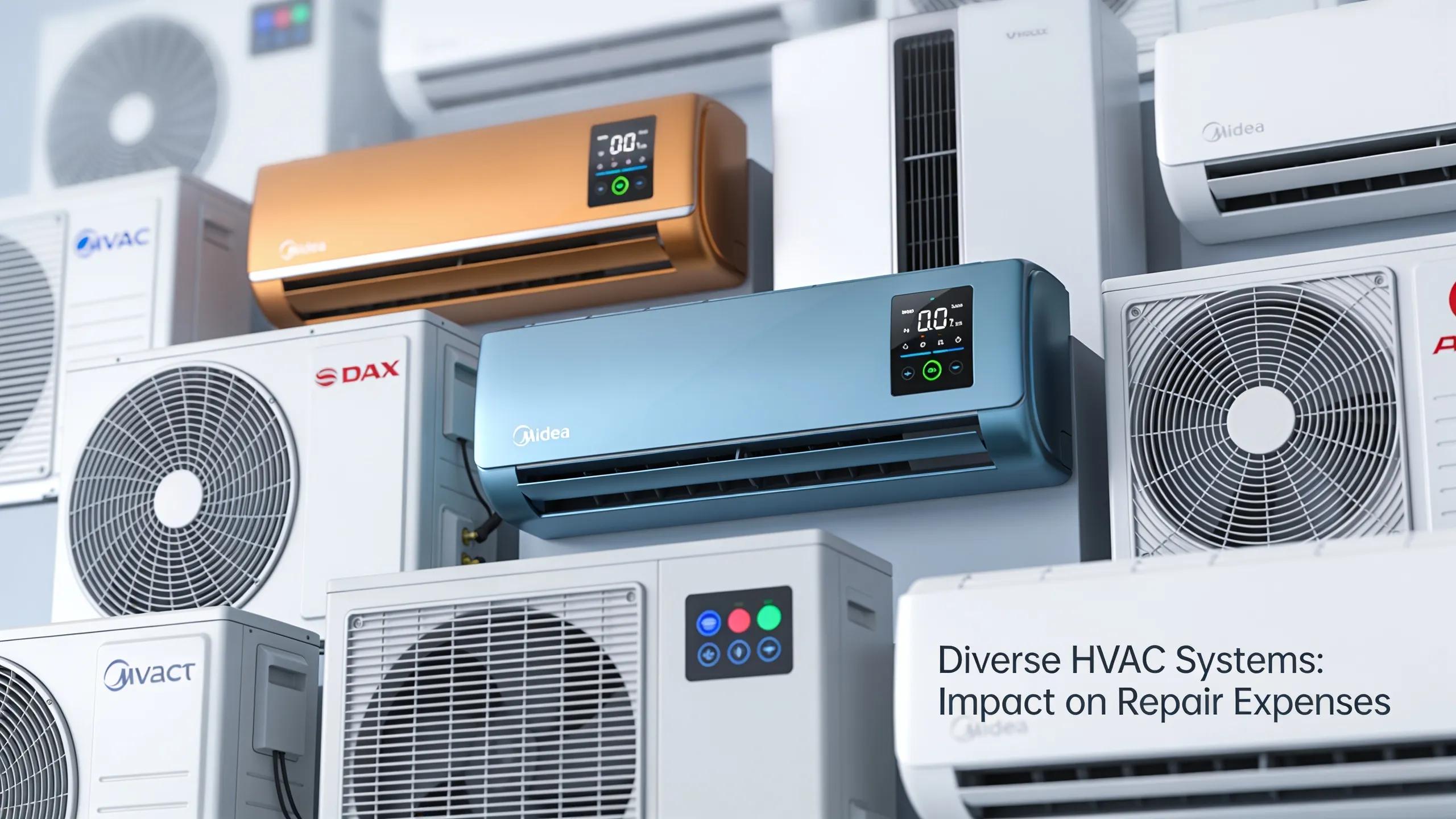 AC Repair: A Comprehensive Guide 2 Different air conditioning units exhibiting brand and model variations that influence repair expenses